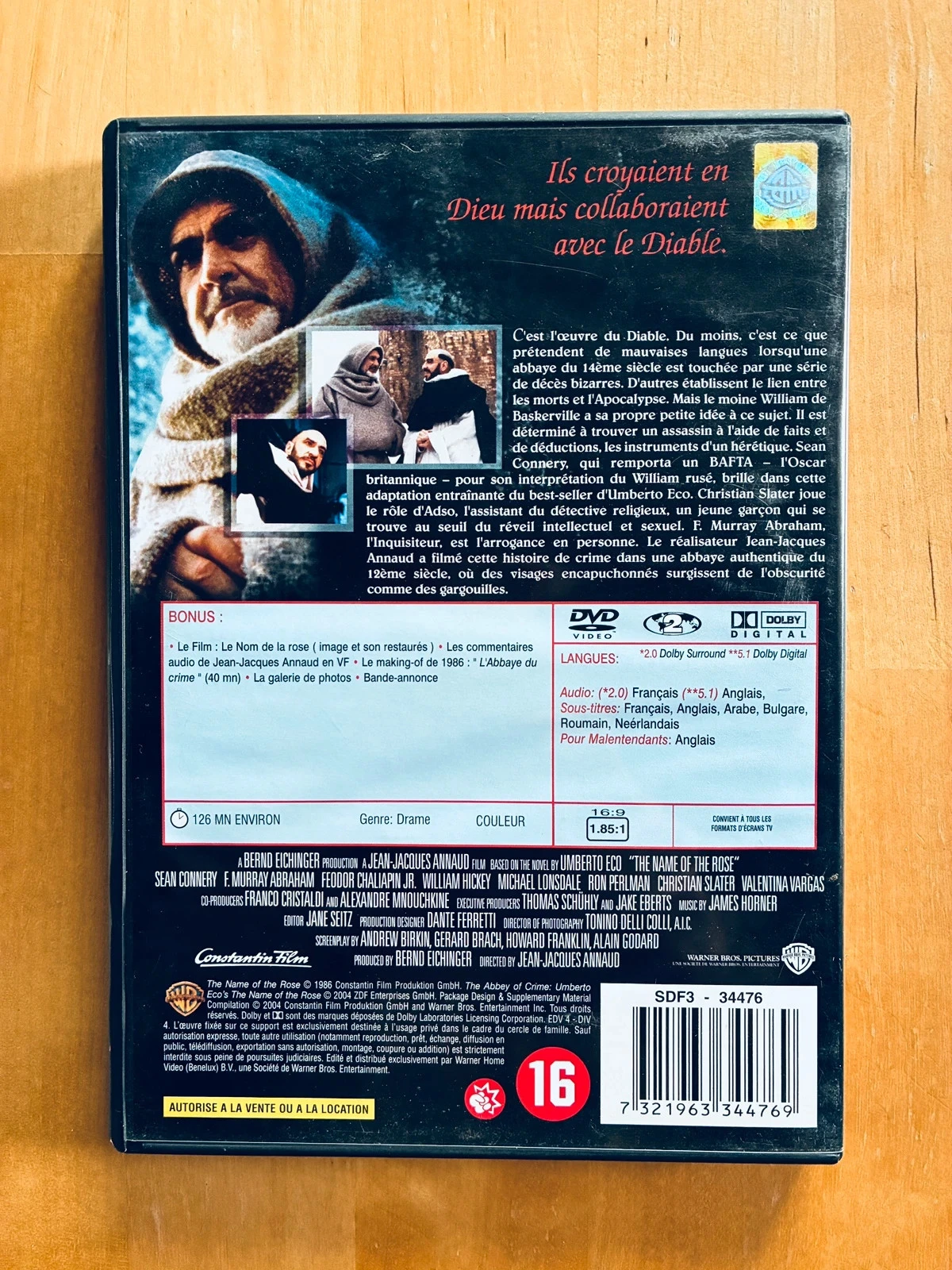DVD Le Nom de la Rose Sean Connery. – photo 3